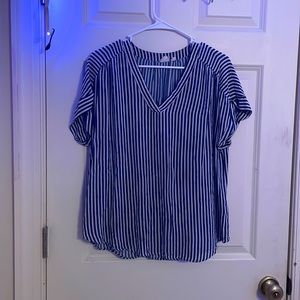 Blue and white blouse